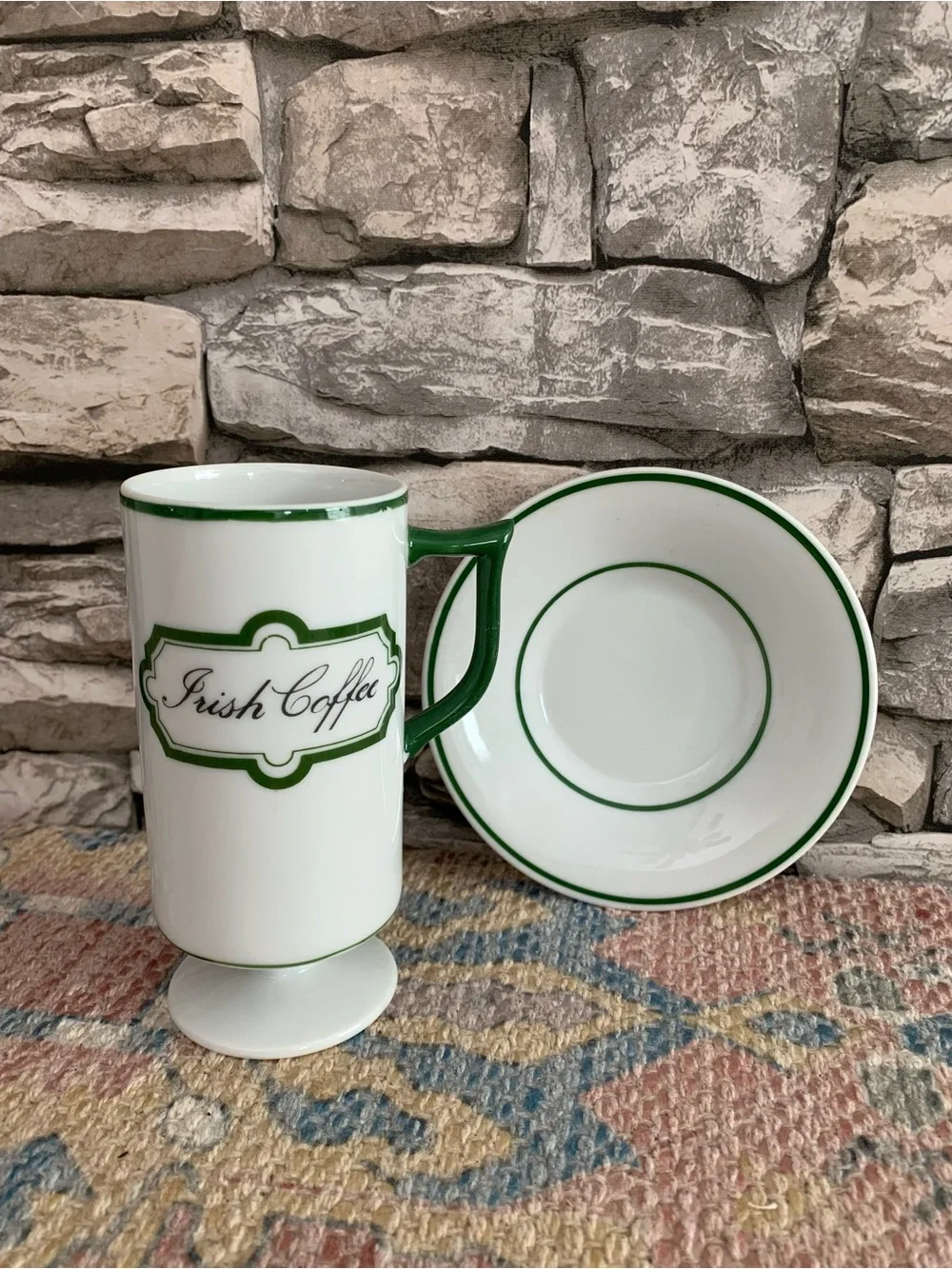 #01 Vintage Irish Coffee Cup Saucer Knobler Japan Porcelain Flute Pedestal Demi